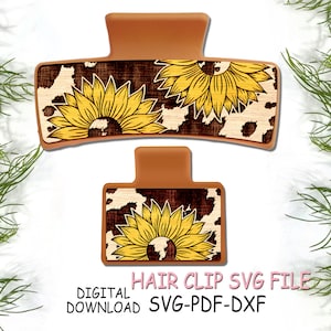 Sunflower Cow  Hair Clip SVG Engraved Laser Cut File Digital Download Commercial Use
