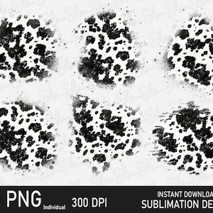 Può includere: Dieci stampe digitali astratte in bianco e nero con un motivo di pelle di mucca. Le stampe sono in stile grunge e usurato.
