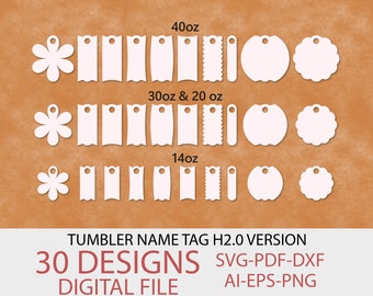 Tumbler Name Tag SVG File H2.0 Version Name Plate SVG File Tumbler Topper Lid Name Tag 40oz 30oz 20oz 14 oz Laser Cut File Digital Download