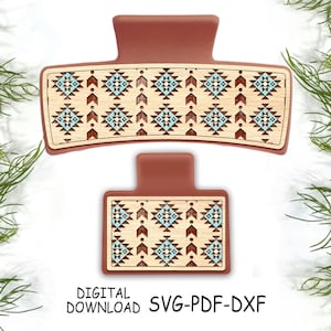 Western Symbol Hair Claw Clip SVG Engraved Laser Cut File Digital Download Commercial Use