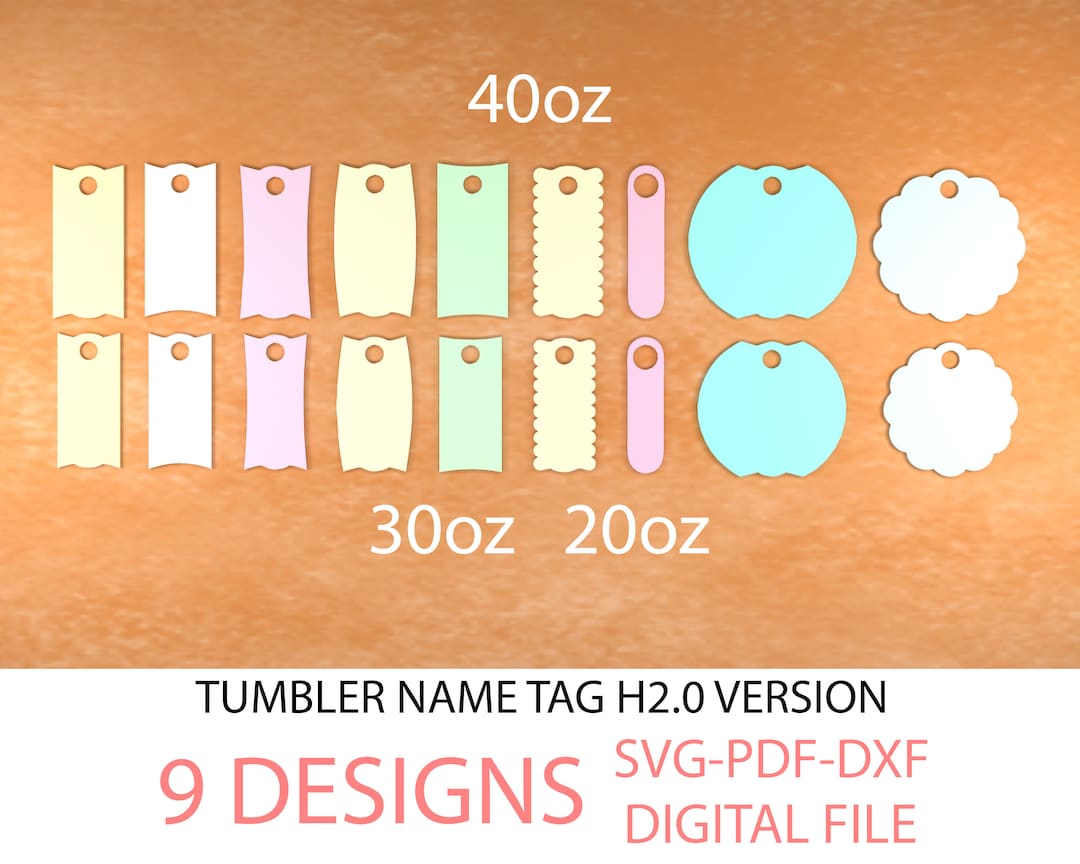 SVG Cut File 20 30 40oz Size Tumbler Personalized Name Tag