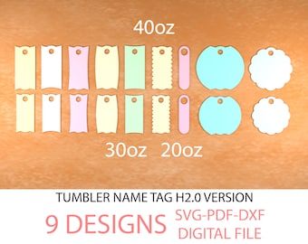 Tumbler Name Tag SVG File H2.0 Version Name Plate SVG File Tumbler Topper Lid Name Tag 40oz 30oz 20oz Laser Cut File Digital Download