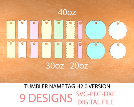 Tumbler Tag Name Plate Laser File WIDE Version SVG 40oz 30oz 20oz