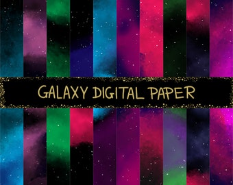 Galaxy Watercolor Digital Paper, space digital paper, galaxy digital paper, watercolor digital paper,  digital download.