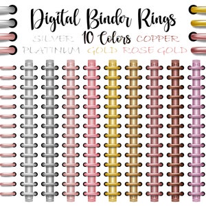 Digital Binder Rings Metallic Realistic Digital Planner Binder Rings Commercial Use