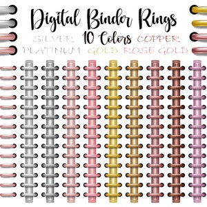 Digital Planner Binder Rings - Metallics - 7 Colors - Silver, Gold,  Champagne, Copper, Rose Gold - GoodNotes - Personal and Limited Use