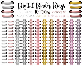 Digital Binder Rings Metallic Realistic Digital Planner Binder Rings Commercial Use