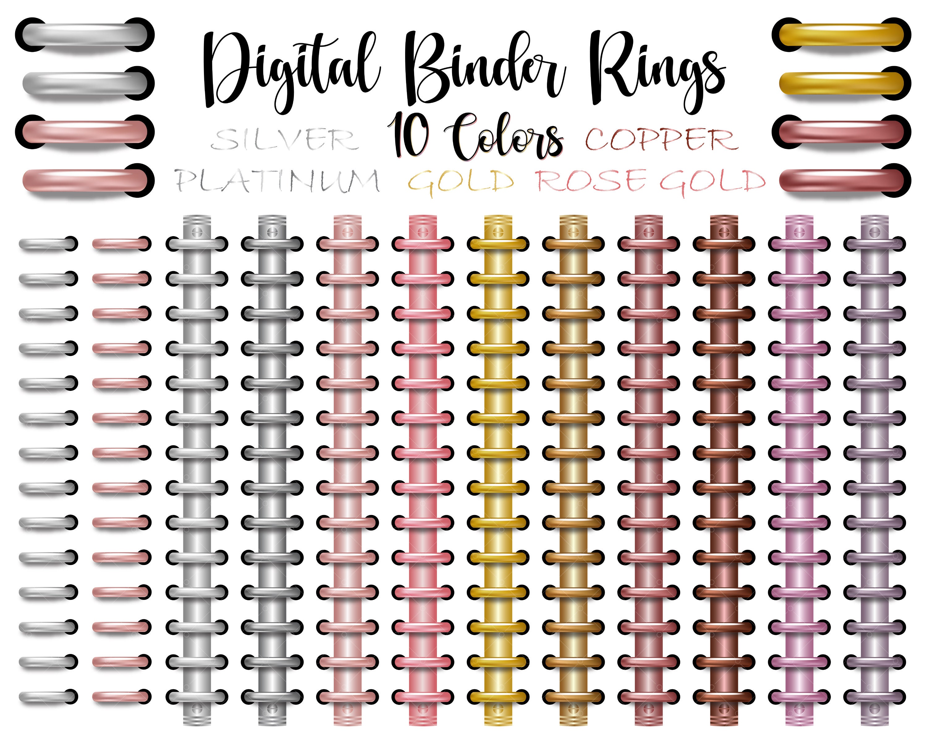 Digital Binder Rings Metallic Realistic Digital Planner Binder Etsy