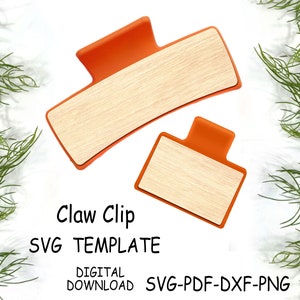 Hair Claw Clip Template SVG Hair Clip PDF Engraved Laser Cut File Digital Download Commercial Use