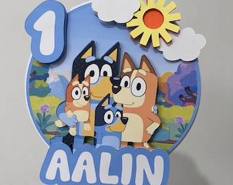 Bluey inspiriert Kuchen und Cupcake Topper Dekoration für Geburtstagskuchen