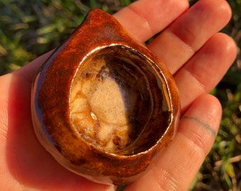 Rustic Brown/Red + Gold Spoon | Handmade Spoon | Ceramic Spoon | Spoon | Tea Spoon | Coffee Spoon | Spice Spoon | Honey Spoon | Stir Spoon