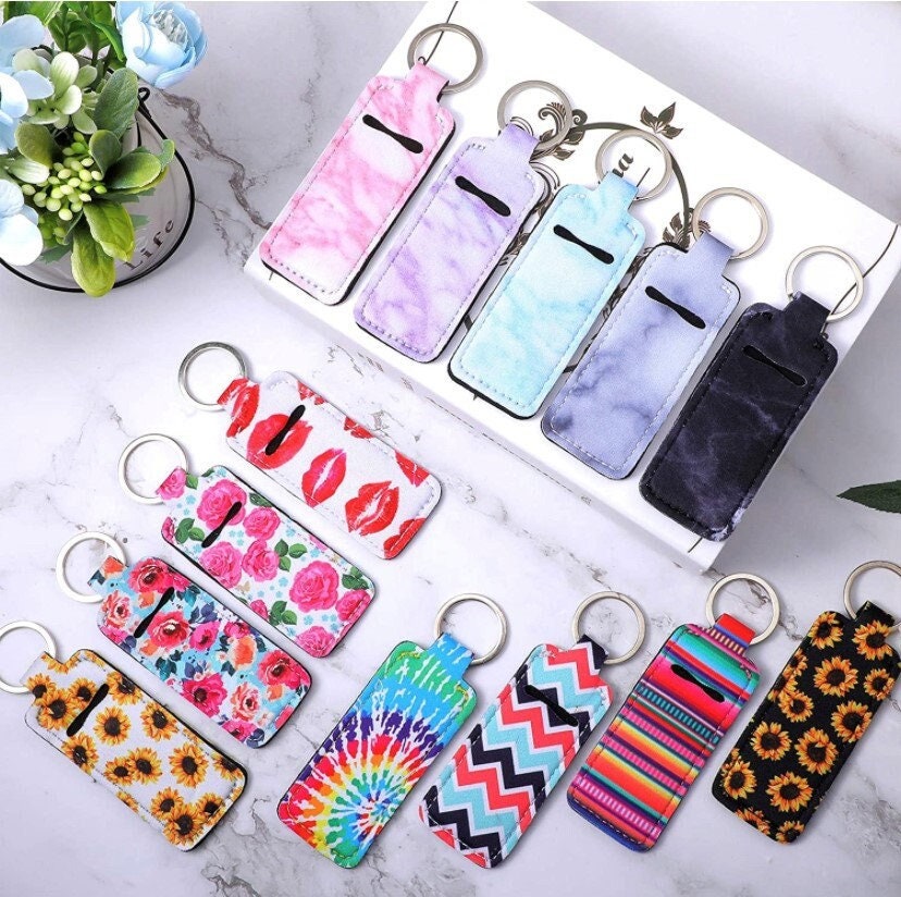  Blulu 10 Pieces Lipstick Holder Keychains Clip-on Lipstick  Sleeve Pouch Lipstick Holder Keychain Lip Balm Holder Key Chain with Marble  Pattern for Travel Accessories, 10 Colors : Beauty & Personal Care