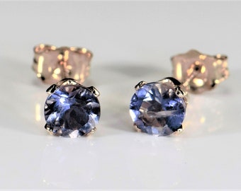 Iolite-Cordirite earrings, Iolite stud earrings, Gold Filled earrings, Blue gemstone ear studs, natural gemstone earrings