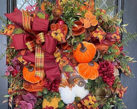 Fall Wreath, Fall Burgundy Wreath, Elegant Fall Wreath