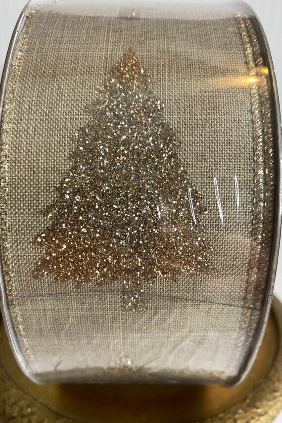 Gold Glitter Christmas Tree Ribbon Etsy