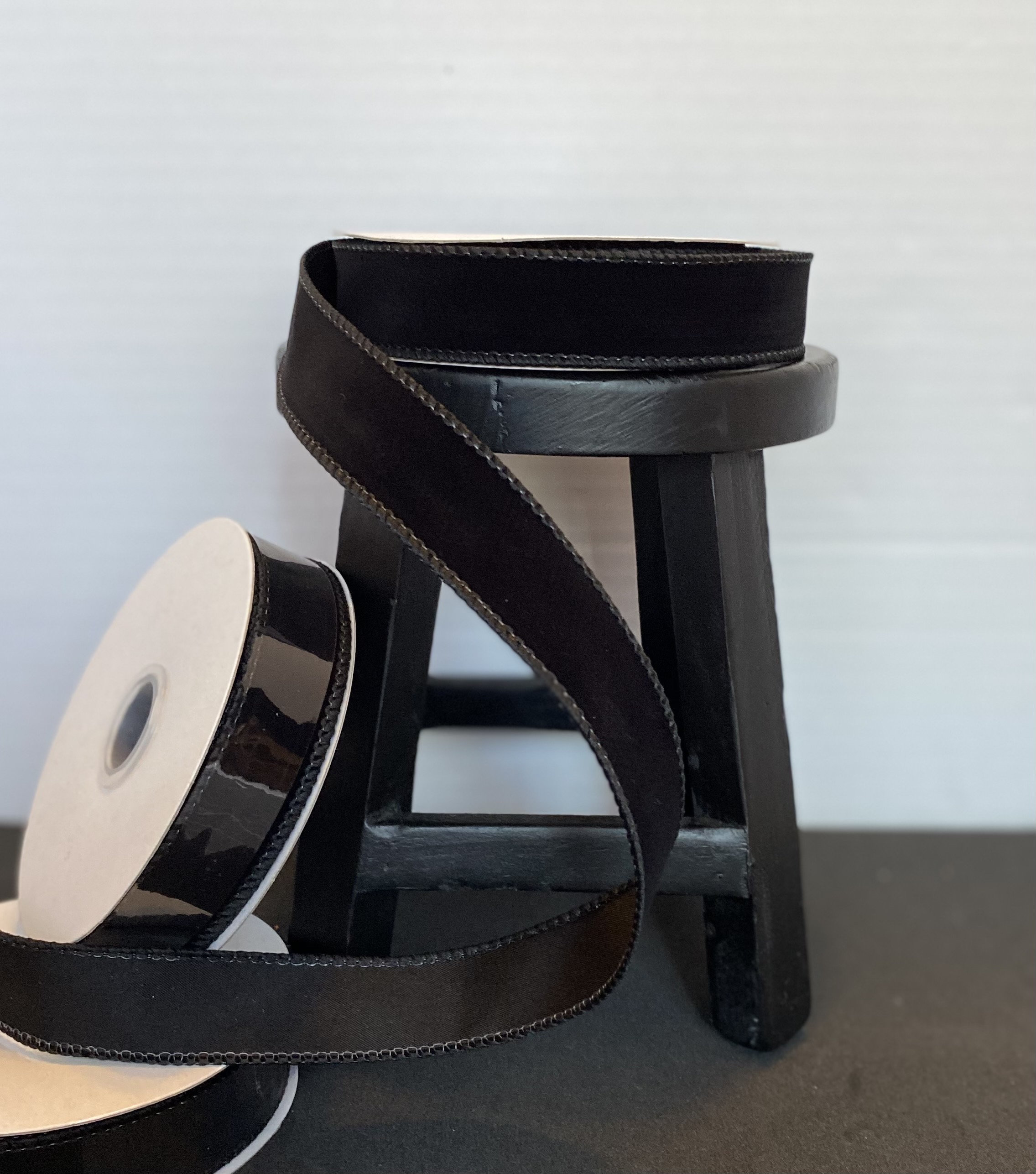 Party Ribbon Fuzz Black Reliant Velvet Fuzz Wired Edge Ribbon. the Ribbon is 1”x10yds ...