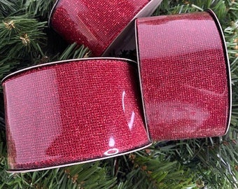 2.5inch x 10yards Glitter Mesh Mini Squares Christmas Ribbon, D Stevens Ribbon,