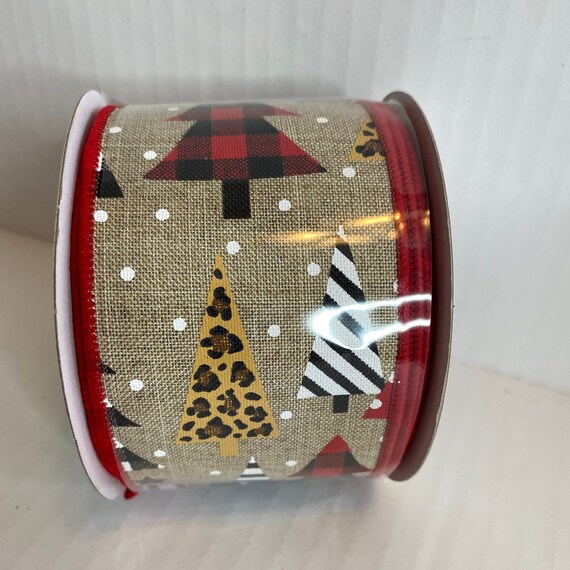 Cheetah, Polka-dots Christmas Tree Pattern Ribbon