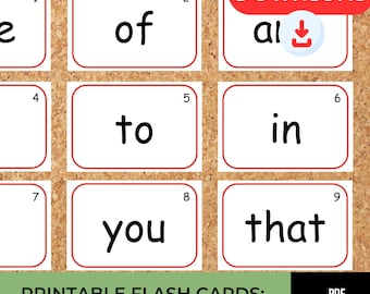 Fry’s First 100 Words Printable Flash Cards | Sight Word Flashcards for Kindergarten & First Grade | Reading Practice PDF Download