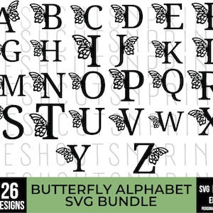 Butterfly Monogram svg, Butterfly Alphabet svg, Alphabet svg, Butterfly cut files, Butterfly letters svg, Alphabet cut files, Butterfly svg