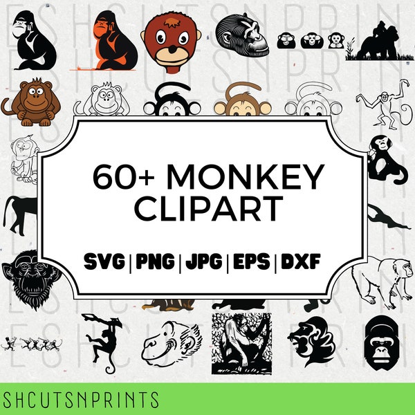 60+ Monkey Svg Bundle , Monkey Clipart, Monkey Vector, Monkey Cut Files, Gorilla SVG, Gorilla Vector, Ape svg, Monkey Silhouette