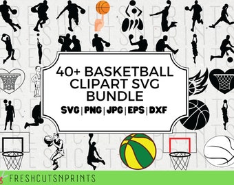 40+ Basket Clipart SVG Bundle, basketklippfil, basketboll svg, basket clipart, basketlag svg, kommersiellt bruk