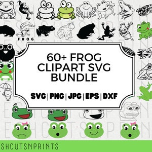 60+ Frog SVG Bundle , Frog clipart, Frog cut files, Frog vector, Frog silhouette, Cartoon Frog svg, Cute frog svg, Frog Face, Commercial Use
