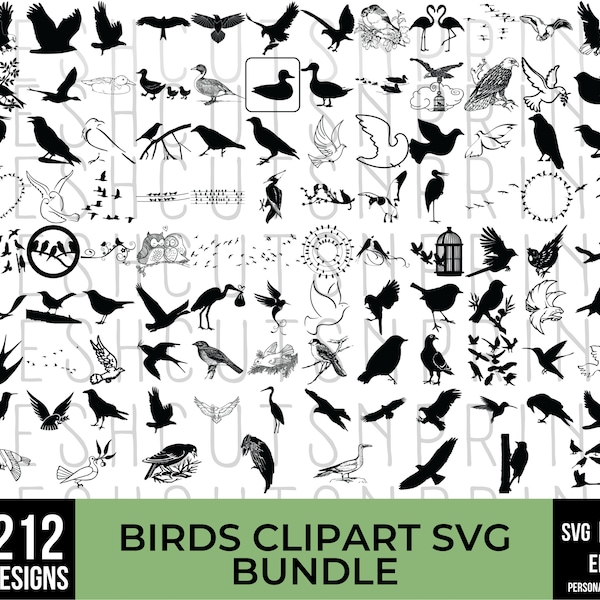 212 Bird SVG Designs, Birds svg, Dove svg, Peace svg, Bird clipart, Hummingbird svg, Eagle svg, Hummingbird vector, Svg files for cricut