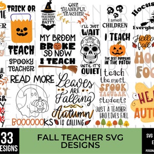 Halloween leraar SVG bundel, FallTeacher SVG, school SVG, herfst SVG, Spooky leraar SVG, leraar shirt, SVG-bestanden voor de Cricut, Hallo herfst