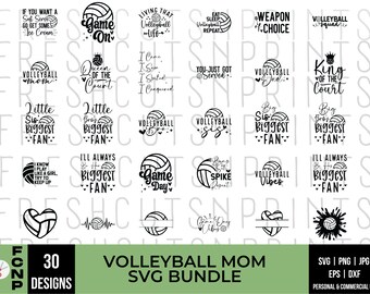 30 Volleyball SVG Bundle, Volleyball Mom SVG, Volleyball Team Name, Volleyball Shirt svg, Volleyball Quotes svg, Volleyball Jersey design