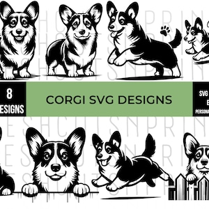 8 süße Corgis SVG Designs, Corgis Clipart, Corgis Png, süßer Hund svg, Hund png, Corgis geschnitten Dateien, SVG-Dateien für Cricut, Silhouette, dxf, jpg, eps