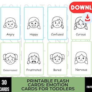 Schede didattiche sulle emozioni: schede didattiche stampabili per bambini piccoli e asili, strumento terapeutico, strumento di consulenza, download digitale, istruzione parentale