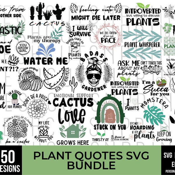 Plant Lover SVG Bundle, Plant svg, Plant Quotes svg, Houseplant SVG, Plant Mom svg, Funny plant quote, Garden quote svg, Crazy plant lady