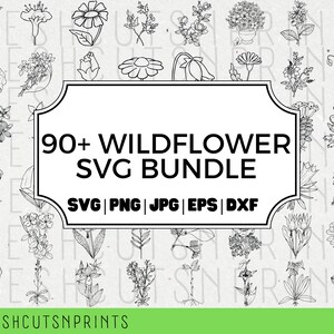 Wildflowers svg, Floral svg, Wild flower svg, flower sketch svg, cricut and silhouette, Instant Download
