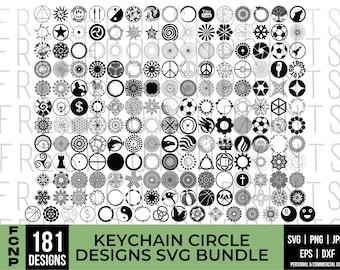 Round Pattern SVG, Circle Patterns svg, Keychain svg, keyring patterns svg, key fob svg, circle svg, svg files for cricut, PNG, jpg, eps