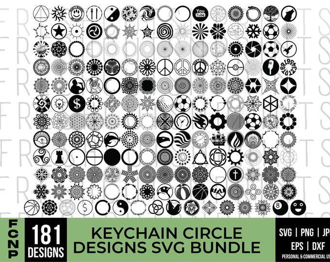 Round Pattern Svg, Circle Patterns Svg, Keychain Svg, Keyring Patterns ...