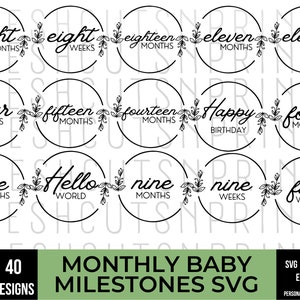 Bébé jalons SVG Bundle, jalons mensuels, bébé Svg, bébé jalon Photos, jalon photo, bébé Onesie svg, fichiers Svg pour Cricut