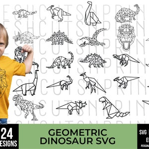 24 Geometric Dinosaur svg bundle, Dinosaur wall art, Dinosaur decal, Dinosaur clipart, T rex svg, dinosaur png, Dinosaur cut file, Dino art