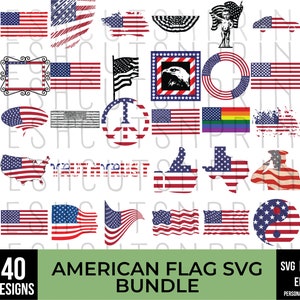 40 American Flag svg, US flag svg, patriotic svg, usa flag cut file, distressed flag svg, flag svg, usa flag stars svg, american flag png