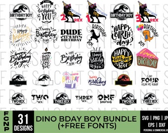 31 Birthday Boy SVG Bundle, Dinosaur Birthday, Birthday Boy Bundle, Happy Birthday svg, Three Rex SVG, Jurassic Logo svg, SVG Files Cricut