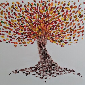 Autumn Tree in Impasto -Abstract Oil painting on canvas, thick layers of texture, original handmade art décor Fall Tree with vibrant colors