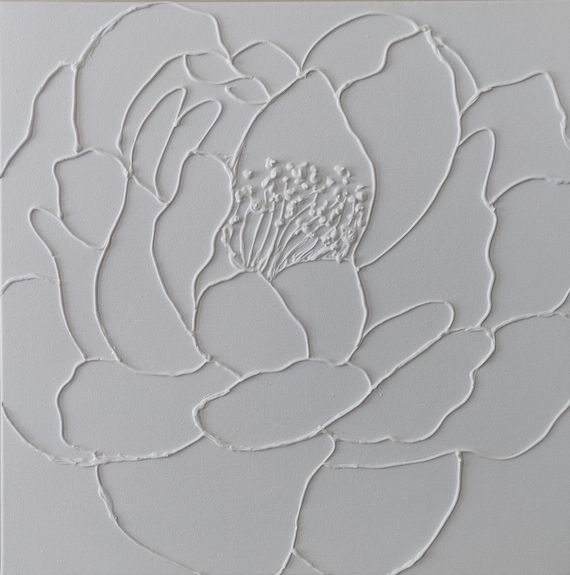 Original Textured Painting - Original Painting - White Painting - Abstract 3D Painting -Impasto Painting - Ready to Hang 3D Floral wall art