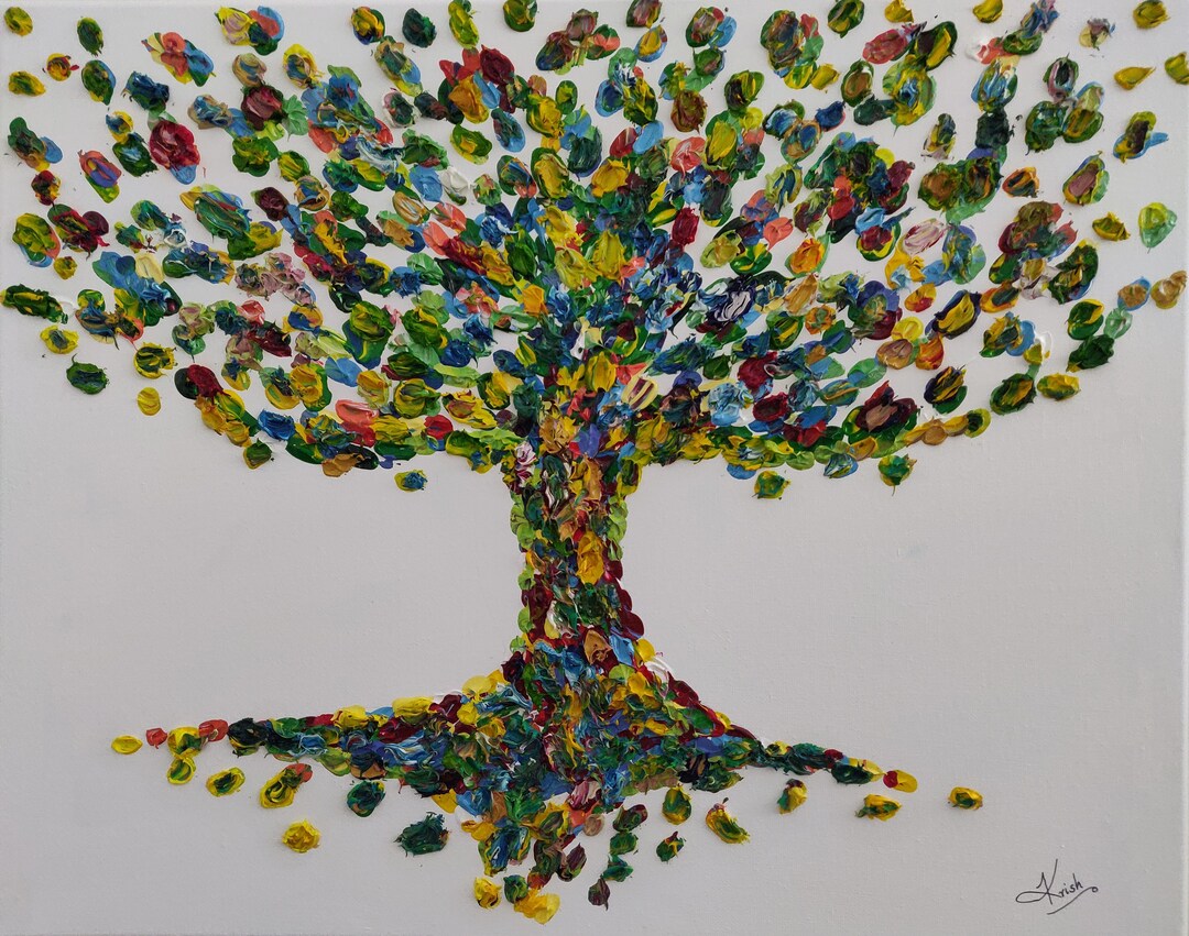 Tree of Life -abstract Impasto Style Oil Painting on Canvas, Thick ...
