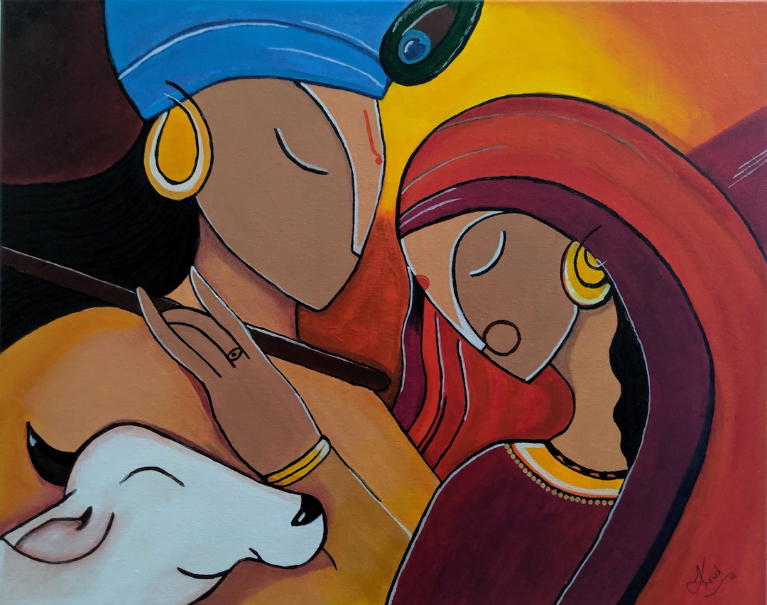 Krishna Radha Modern Art Original Handmade Acrylic Painting - Etsy Krishna Radha Modern Art Original Handmade Acrylic Painting - Etsy
