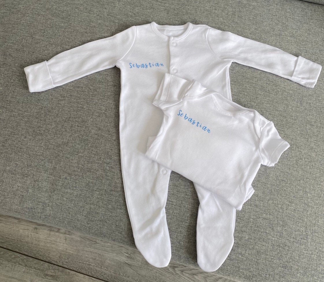 Personalised babygrow and vest Etsy