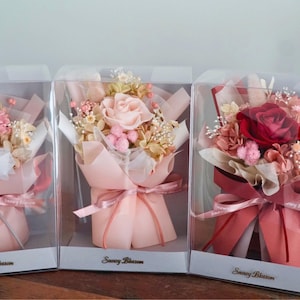 Japanese Preserved Flower Preserved Rose Mini Bouquet, Eternal & Dried Flower, pollen free, home decor, special and unique gifts for her him