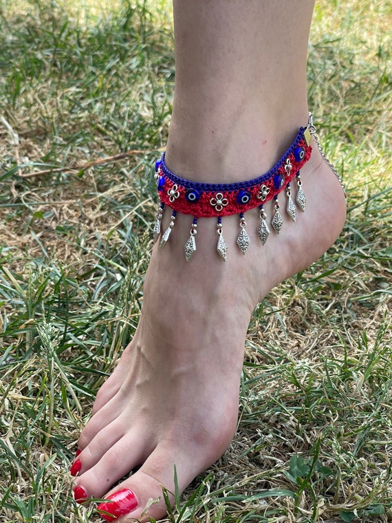 Evil Eye Anklets turkish Anklet Nazar Anklet Dangle Handmade