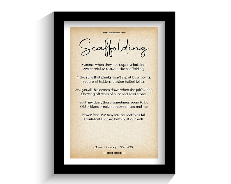 Scaffolding by Seamus Heaney Poem Print Love Poetry Poem Etsy