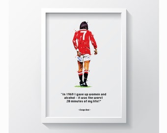 FREE SHIPPING Direct From The Artist Digital Art Print Poster George Best