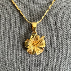 Hawaiian Plumeria Delicate pendant (necklace),24 K gold plated